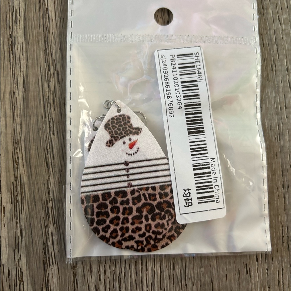 Leopard Print Snowman Earrings